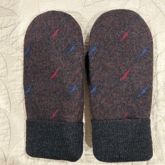 Felted Wool Mittens Handcrafted from Harbour Club Repurposed Sweater. - Picture 3 of 5